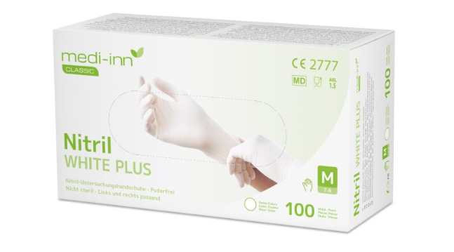 medi-inn® Einmalhandschuhe CLASSIC Nitril puderfrei WHITE PLUS, 10x100 Stück